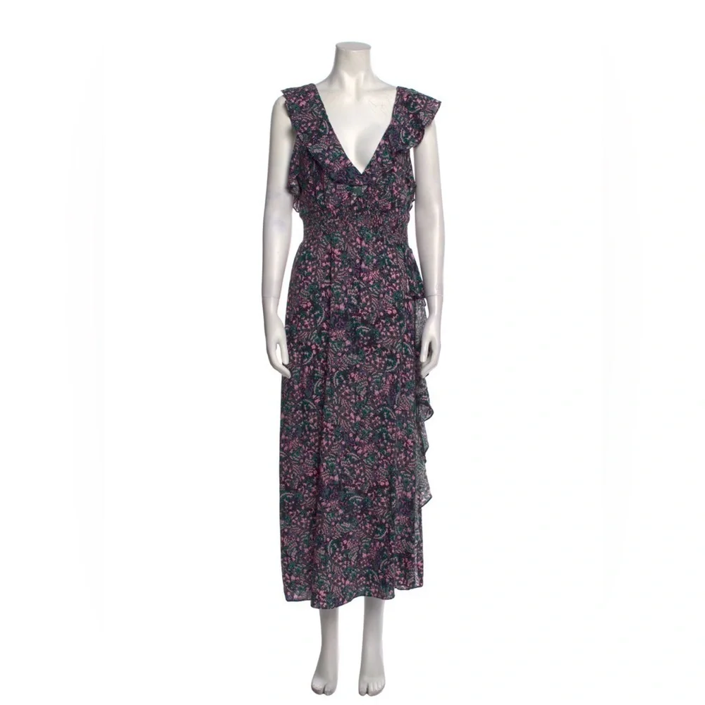 IRO Women's Floral Ruffle Party Cocktail Dress Size 39= US 6 Pink Green Black